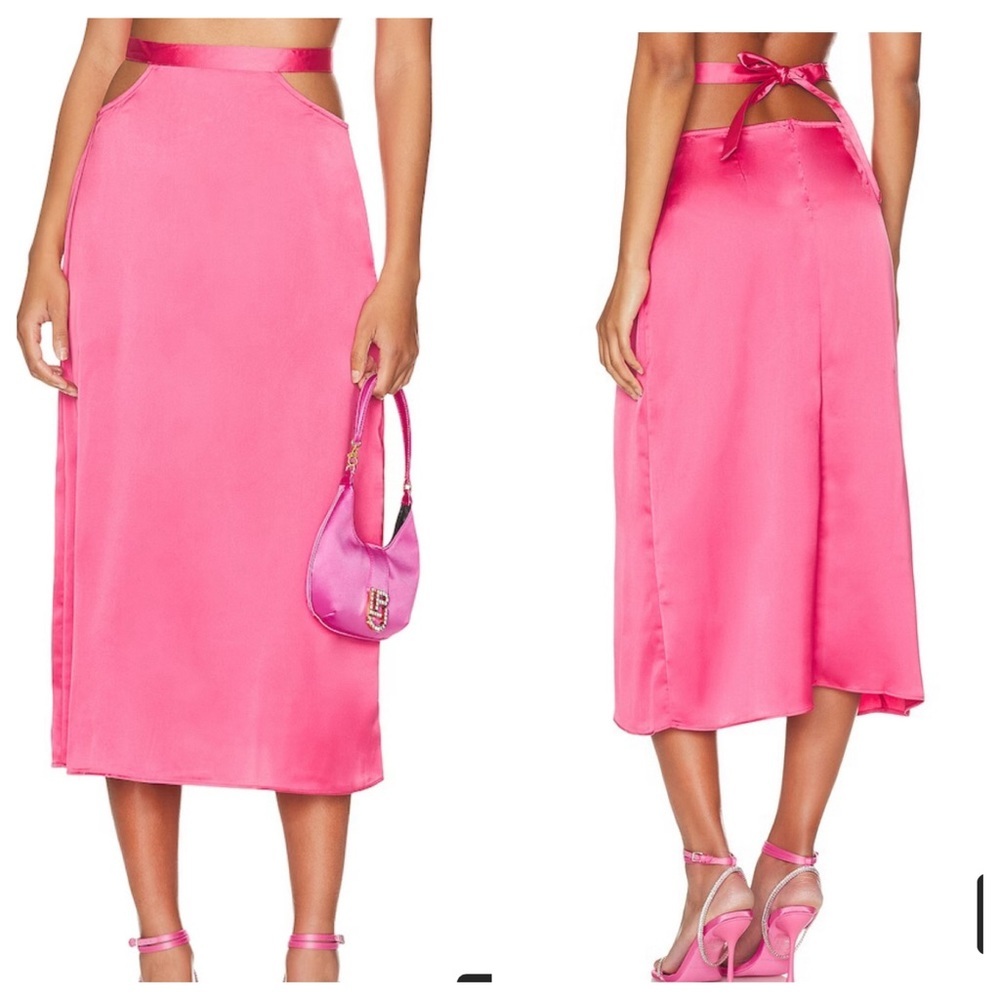 WE WORE WHAT NWT Cut Out Midi Skirt Pink
